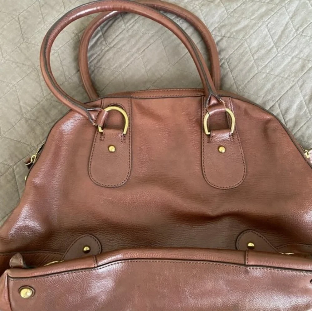 BANANA REPUBLIC Brown Leather Satchel with Dust Bag